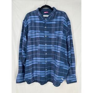 Tommy Bahama Shirt Mens XL Blue Amparo Plaid Casual Button Pocket Cotton